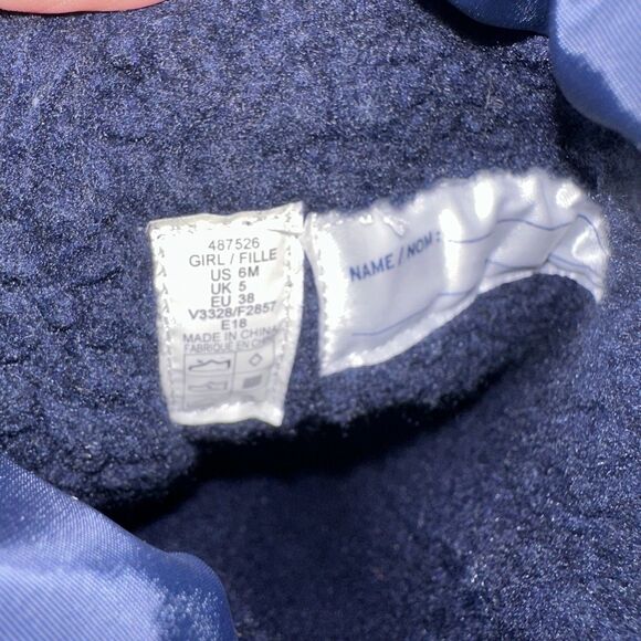 Lands End Youth Girls Sz 6 M Navy Purple Lace Trim Stars Rain Snow Winter Boots - Picture 9 of 9